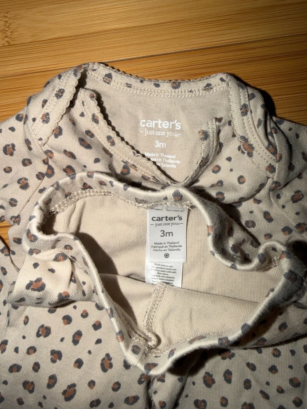 Carter's White and Gray Leopard-Print Long-Sleeve Set
